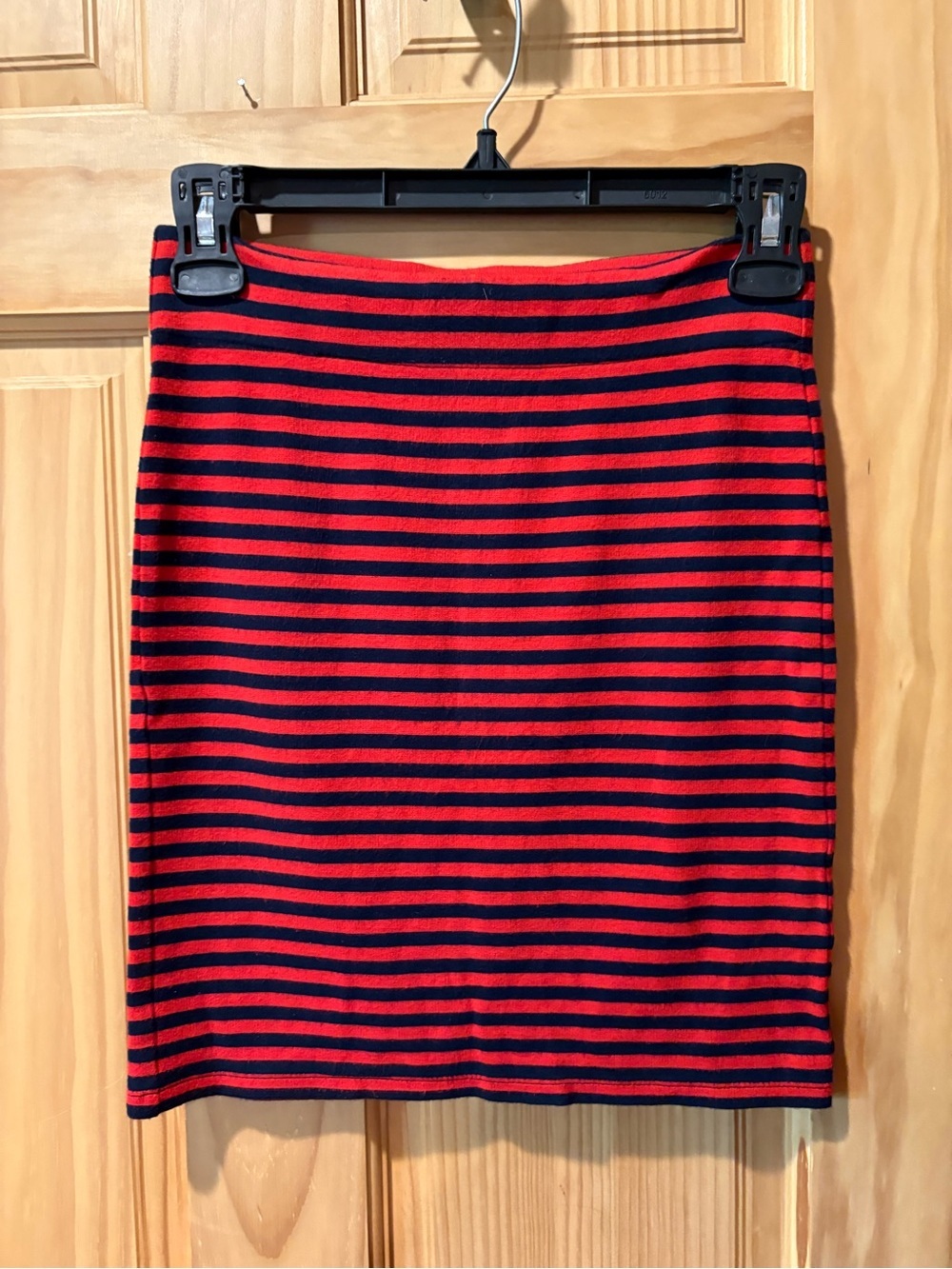 Madewell Striped Downtown Ponte Knit Pencil Skirt - Red & Navy XS